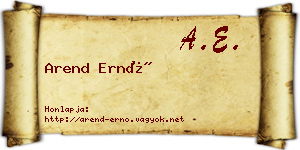 Arend Ernő névjegykártya